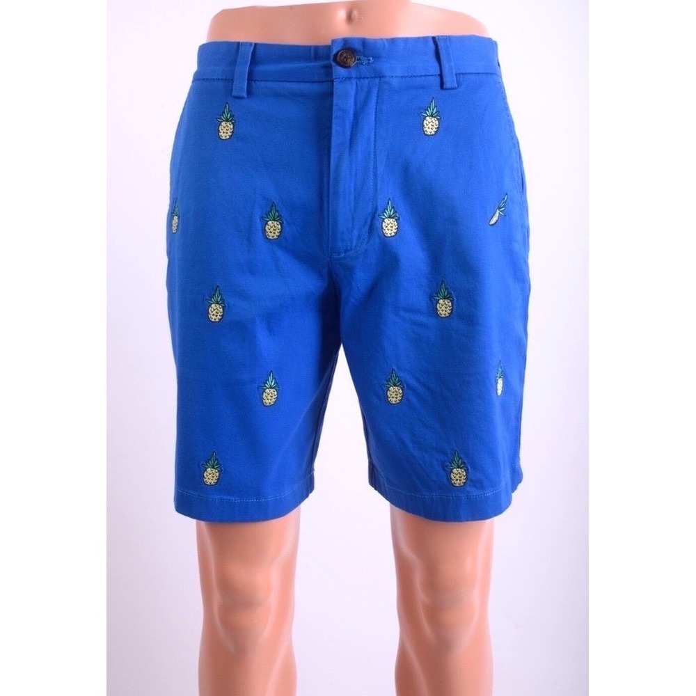 NEW Vineyard Vines Mens Breaker Shorts 9" Pineapple Print Blue Size 28
